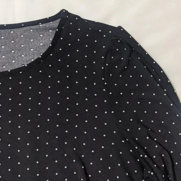 Anne Klein Long Sleeve Polka Dot Blouse, Color Black/White, Size M - Picture 4 of 12